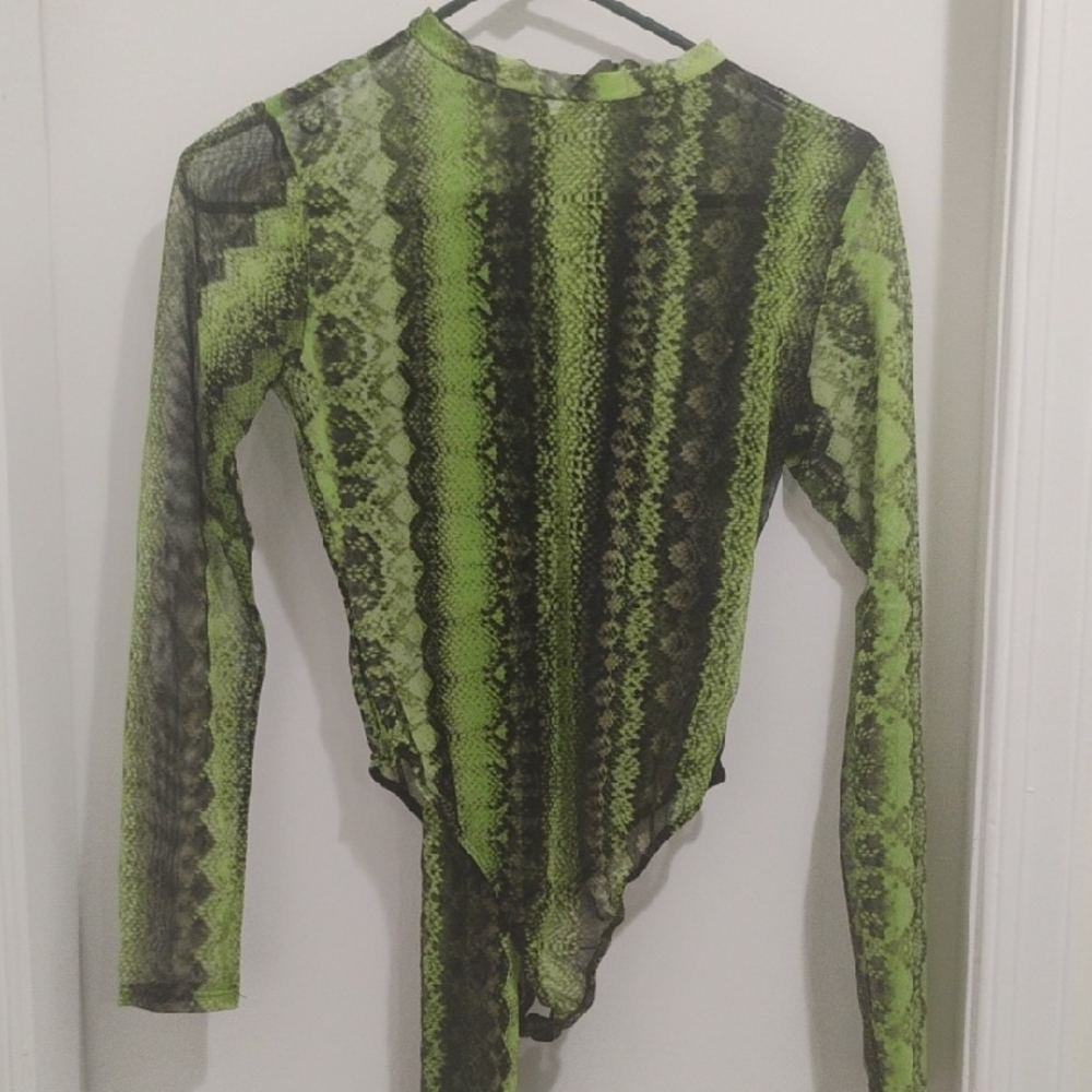 Green and Black Reptile Pattern Bodysuit
